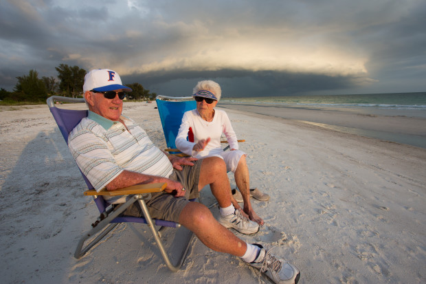 Ruth and Marvin Rice have been married for 62 years and live retired on Anna Maria, Florida, the same place where they honeymooned 62 years earlier. They watch the sunset on Holmes Beach a few blocks from their house every day.