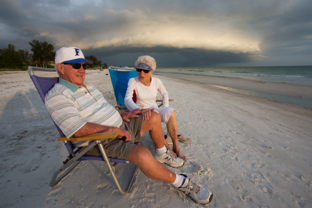 Ruth and Marvin Rice have been married for 62 years and live retired on Anna Maria, Florida, the same place where they honeymooned 62 years earlier. They watch the sunset on Holmes Beach a few blocks from their house every day.
